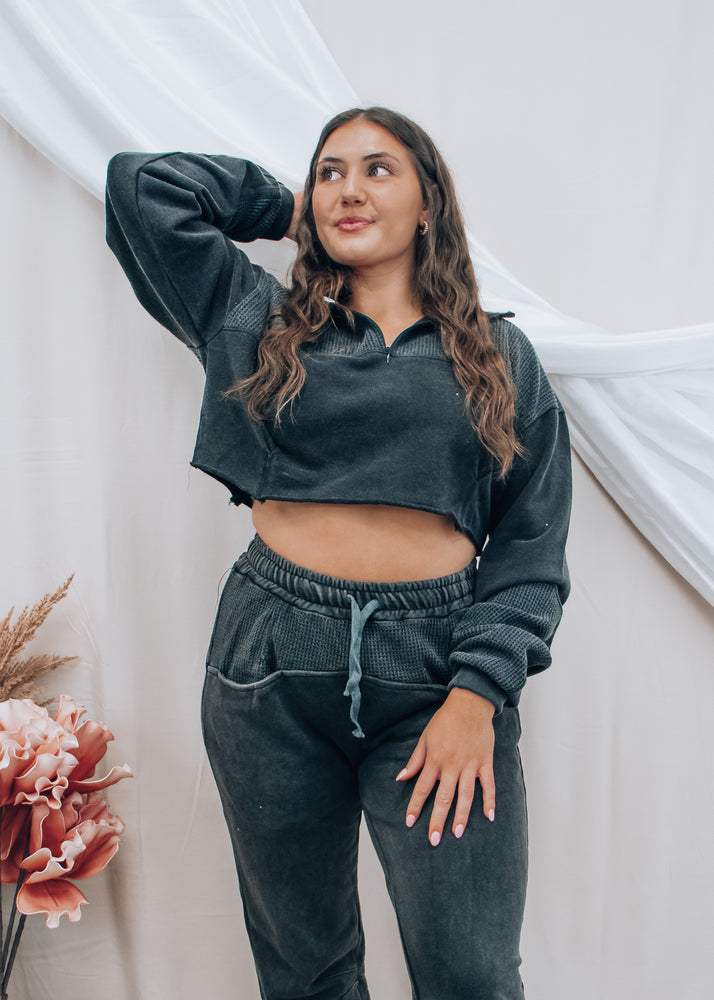 Sunday Afternoon Charcoal Cropped Sweater