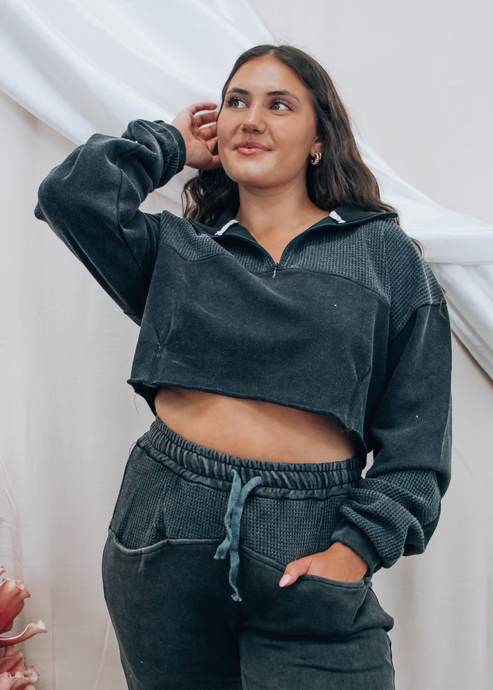Sunday Afternoon Charcoal Cropped Sweater