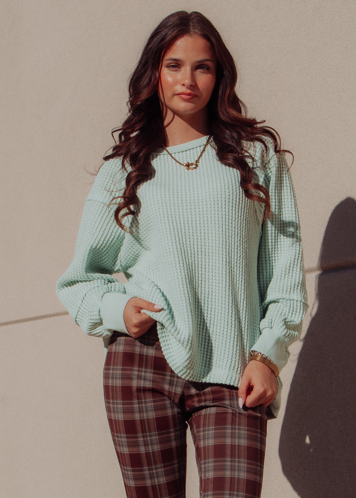 Marcy Matcha Waffle Knit