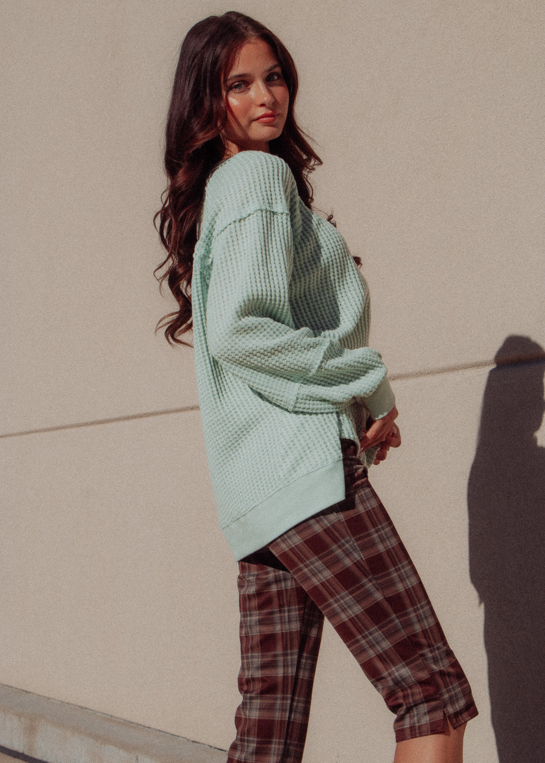Marcy Matcha Waffle Knit