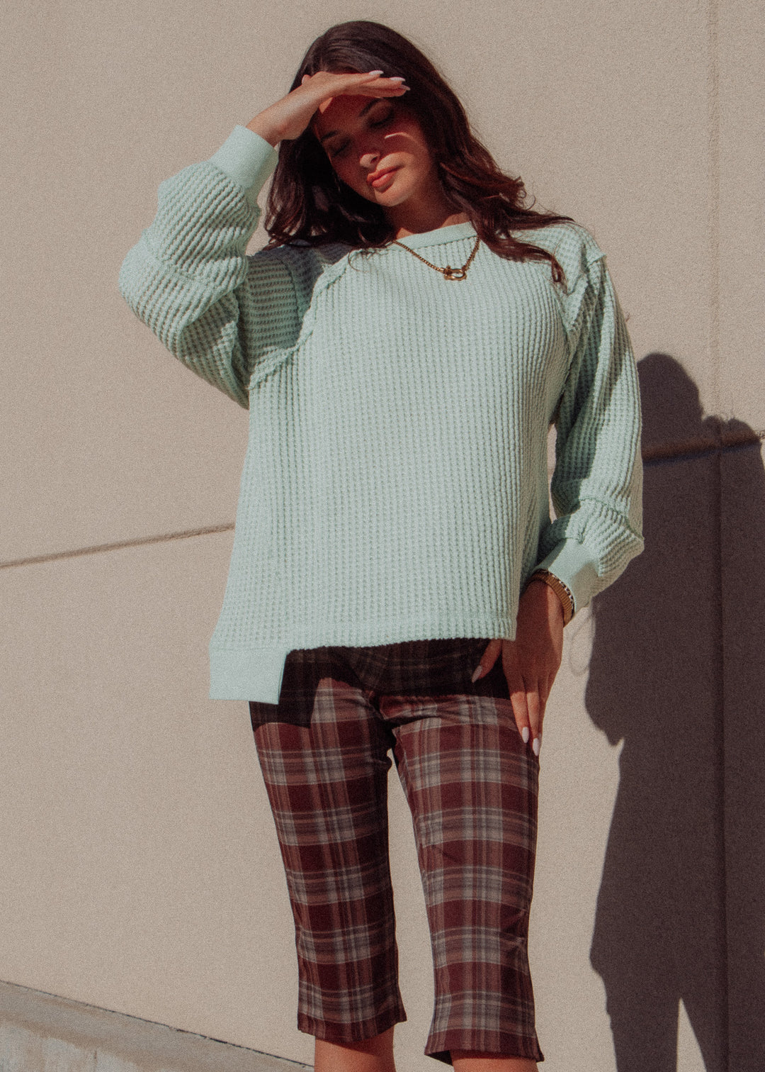 Marcy Matcha Waffle Knit