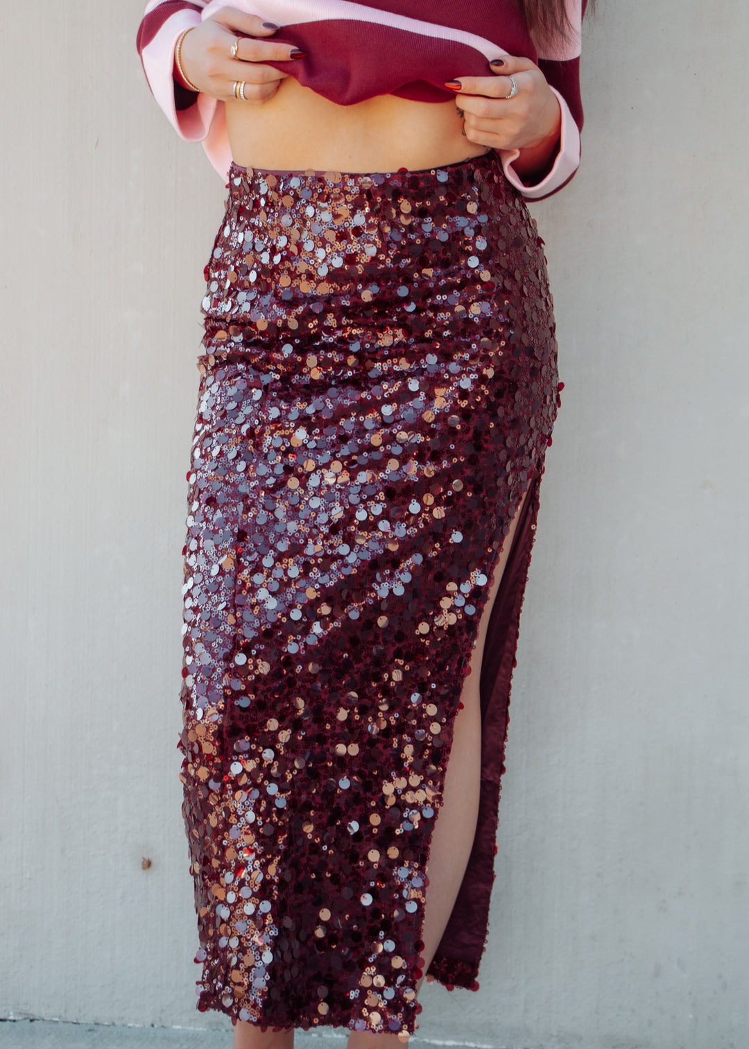 Vivify Vino Sequin skirt