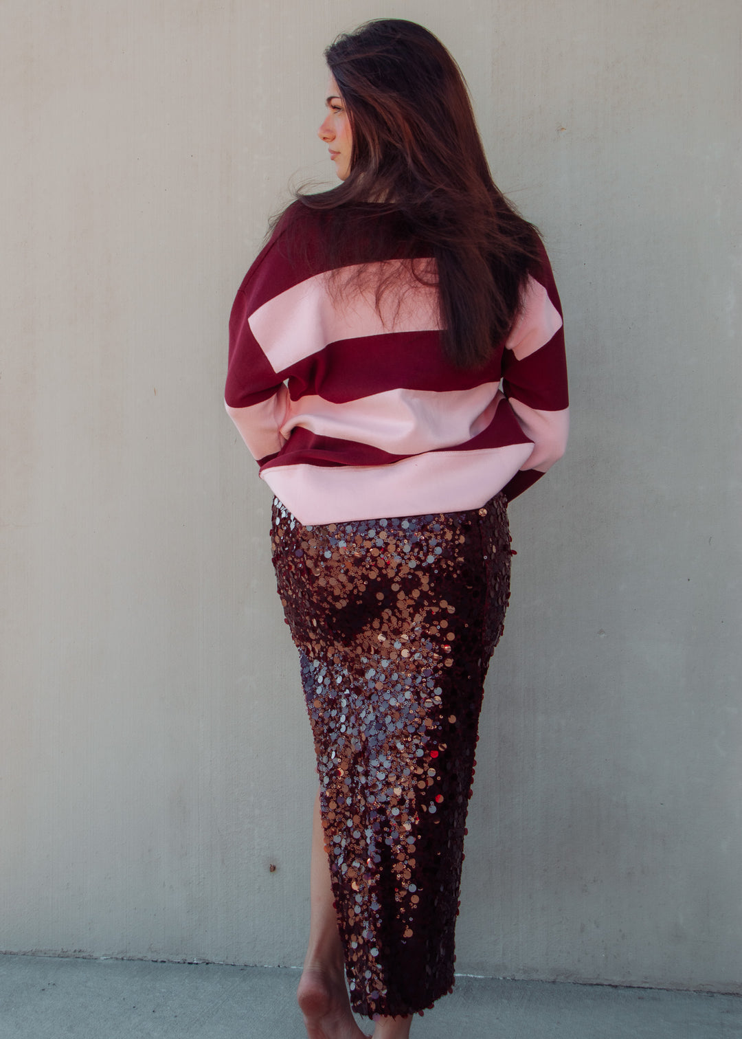 Pink and Oxblood Rugby Top
