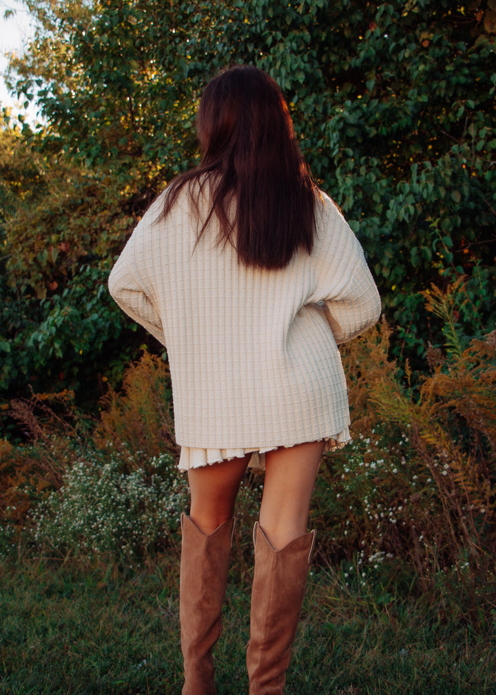 Cream Sweater And Pleated Skirt Set