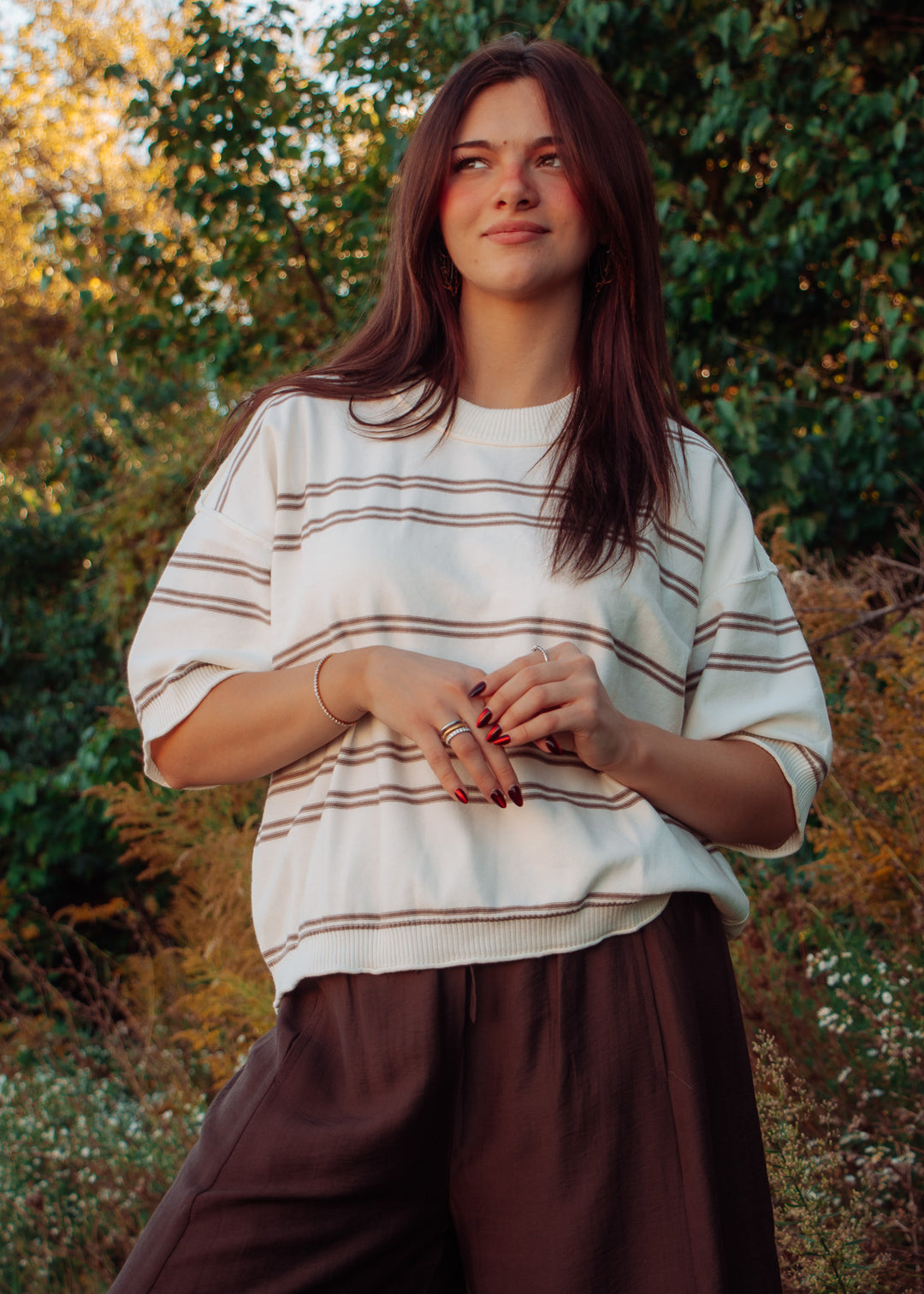 Cinnamon Dolce Striped Sweater Top