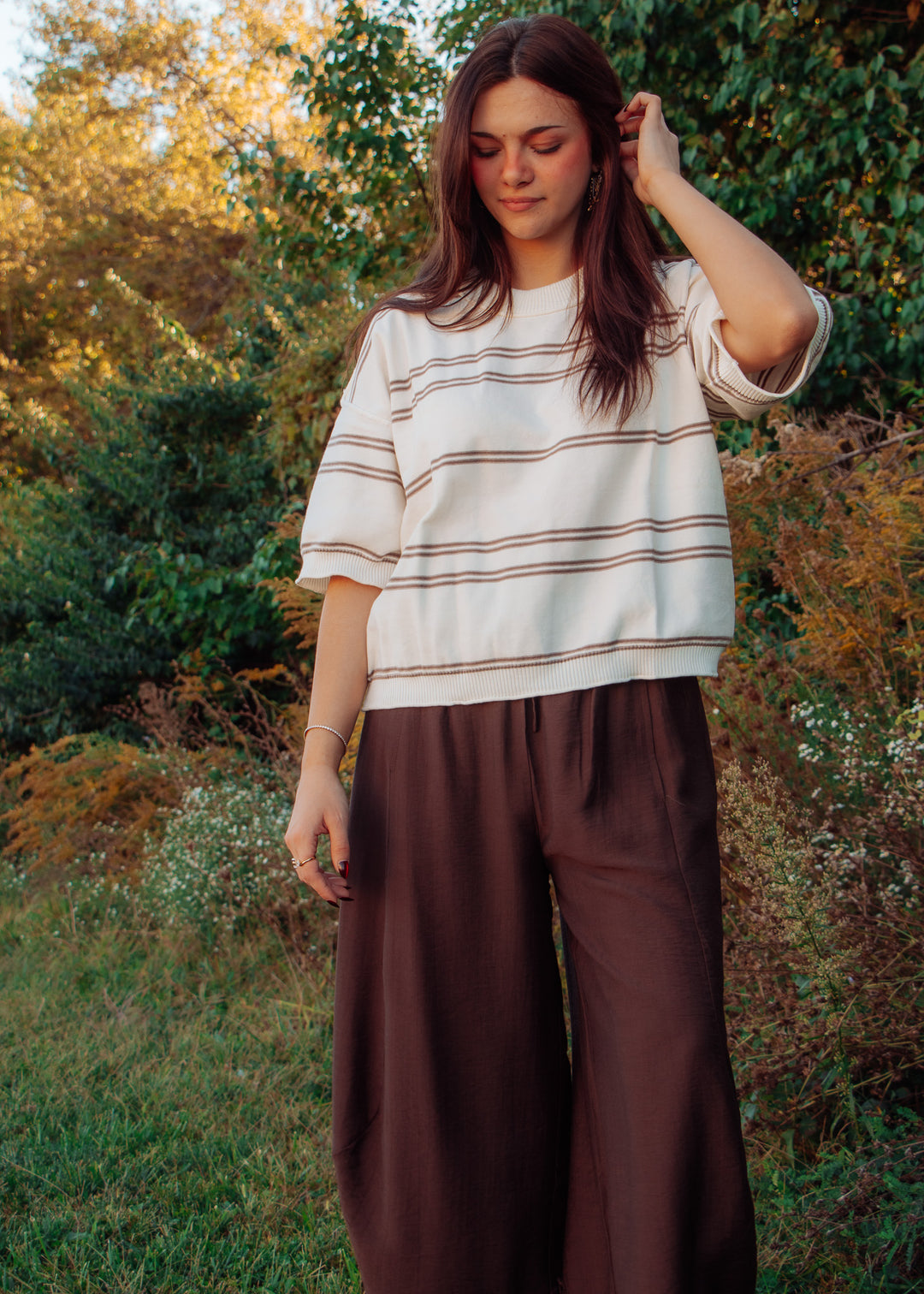 Cinnamon Dolce Striped Sweater Top