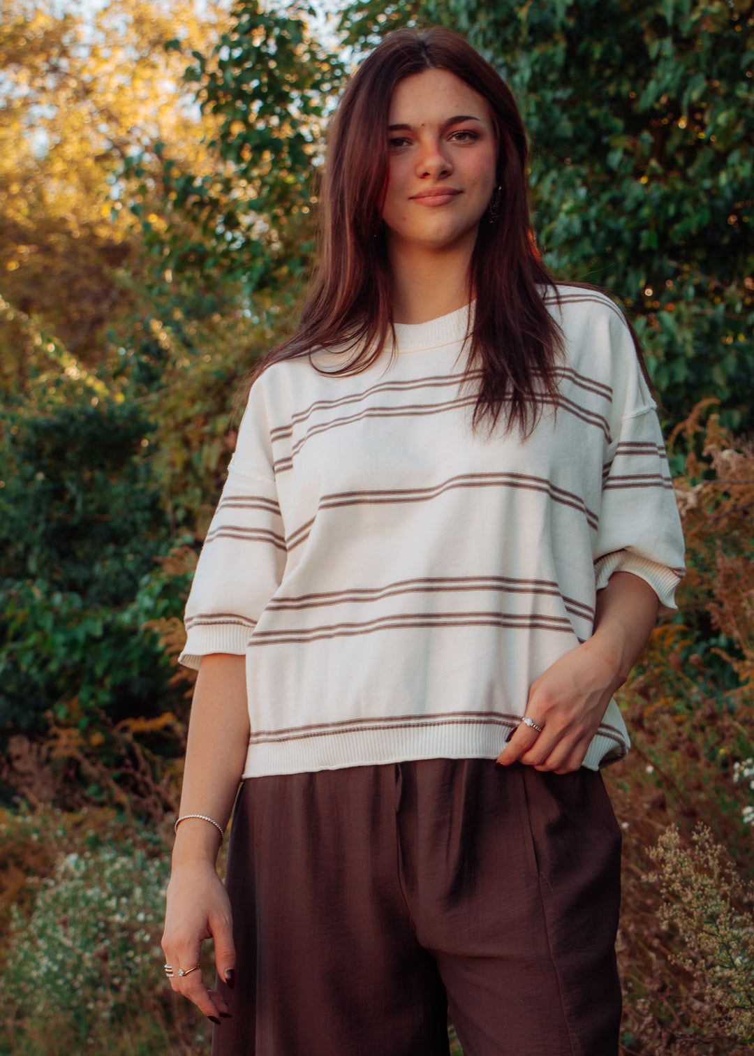 Cinnamon Dolce Striped Sweater Top