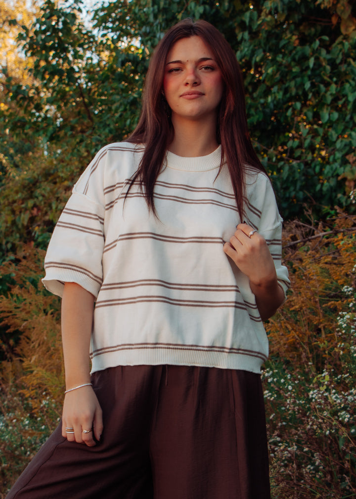 Cinnamon Dolce Striped Sweater Top