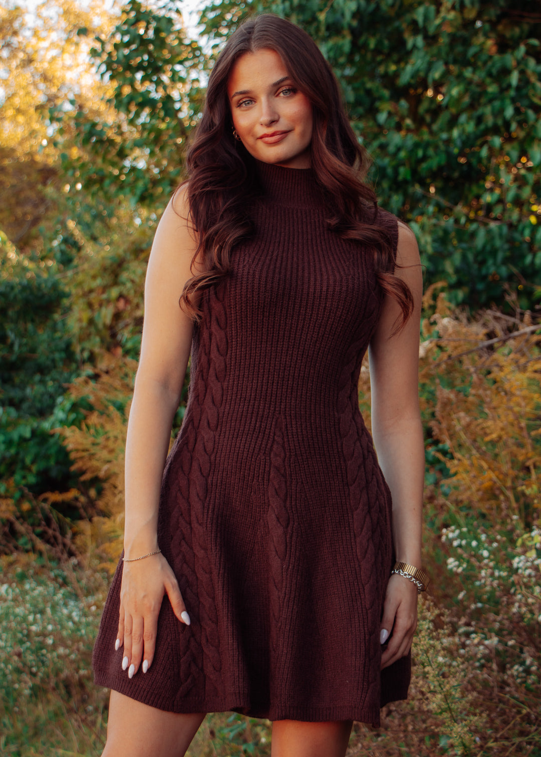 Hot Cocoa Cable Knit Sweater Dress