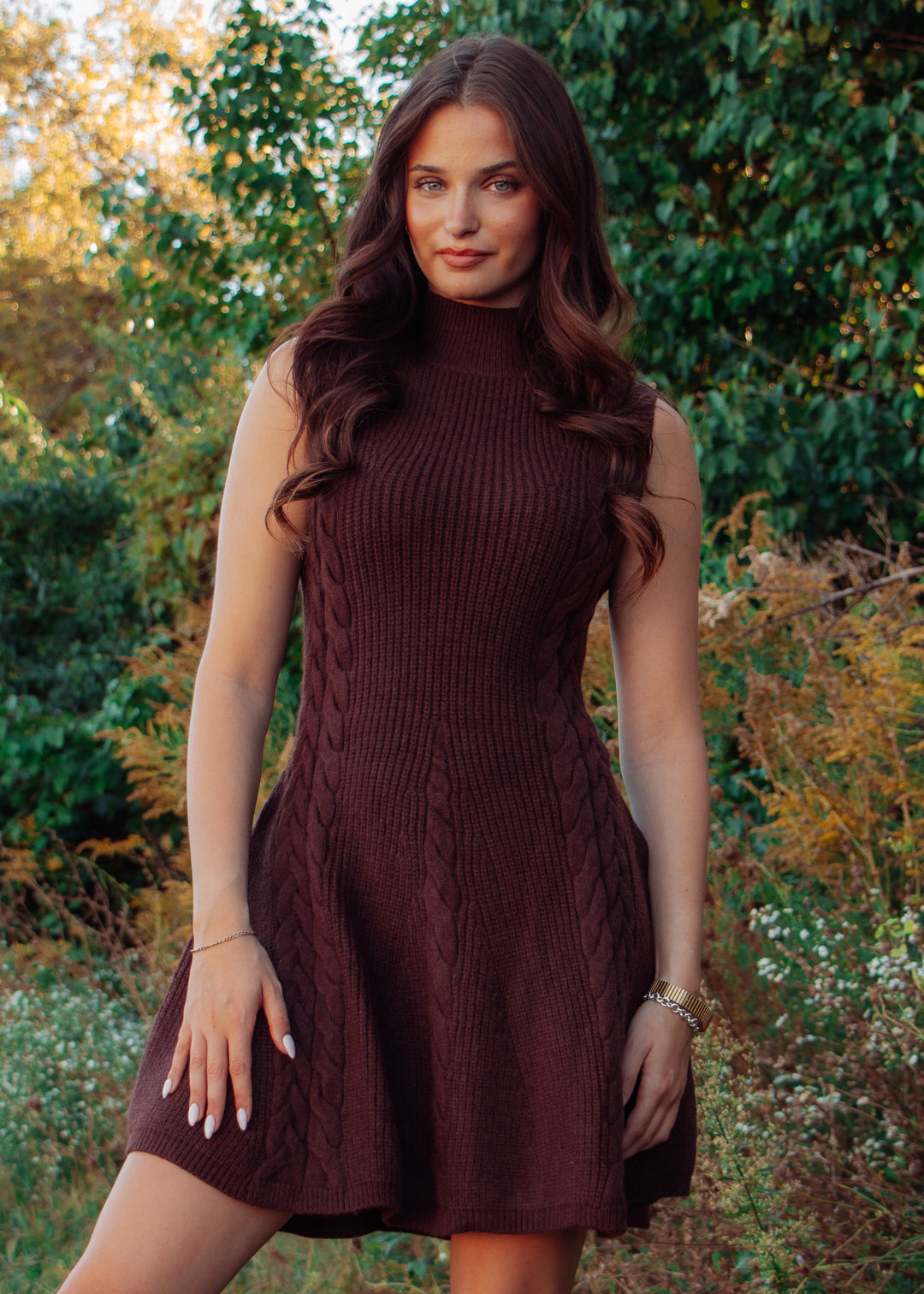 Hot Cocoa Cable Knit Sweater Dress