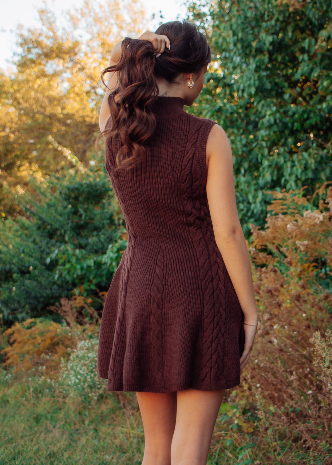 Hot Cocoa Cable Knit Sweater Dress