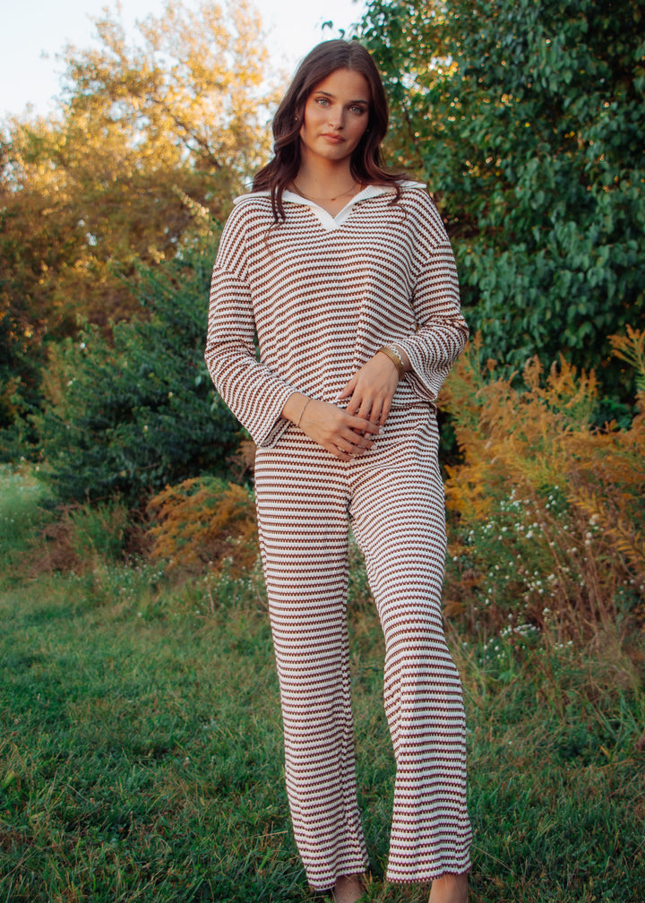 After Dinner Brown Striped Set