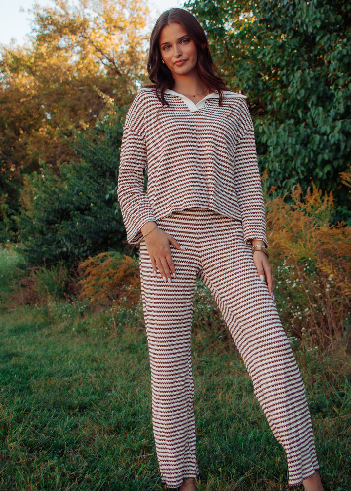 After Dinner Brown Striped Set