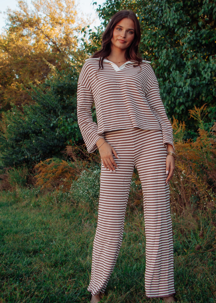 After Dinner Brown Striped Set