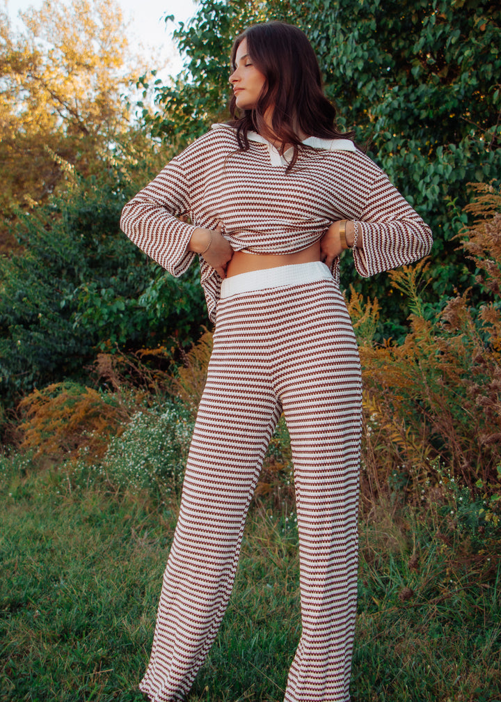 After Dinner Brown Striped Set