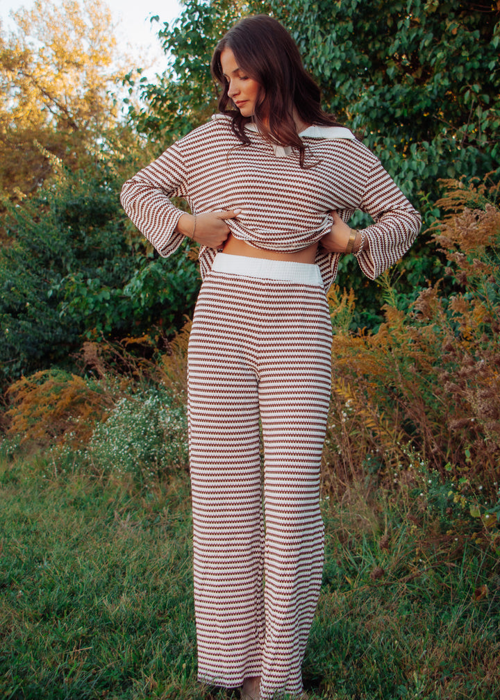 After Dinner Brown Striped Set