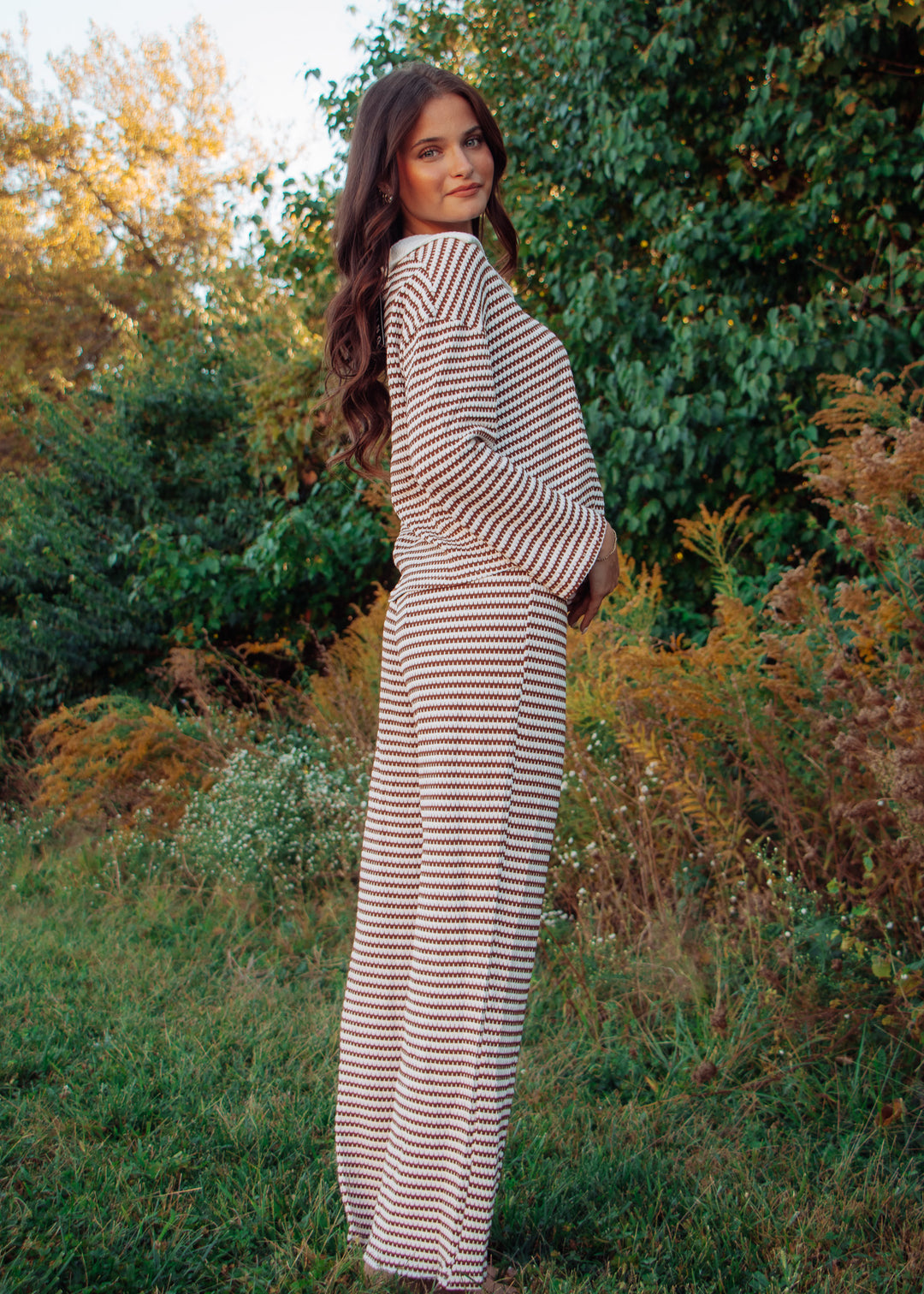 After Dinner Brown Striped Set