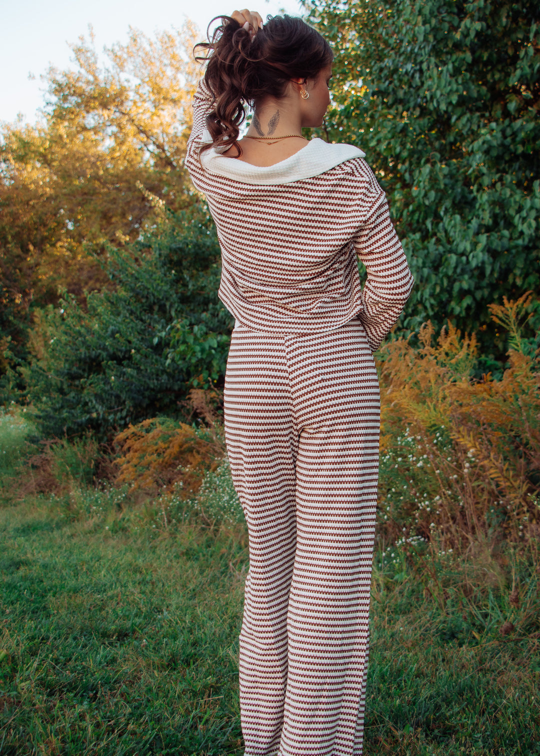 After Dinner Brown Striped Set