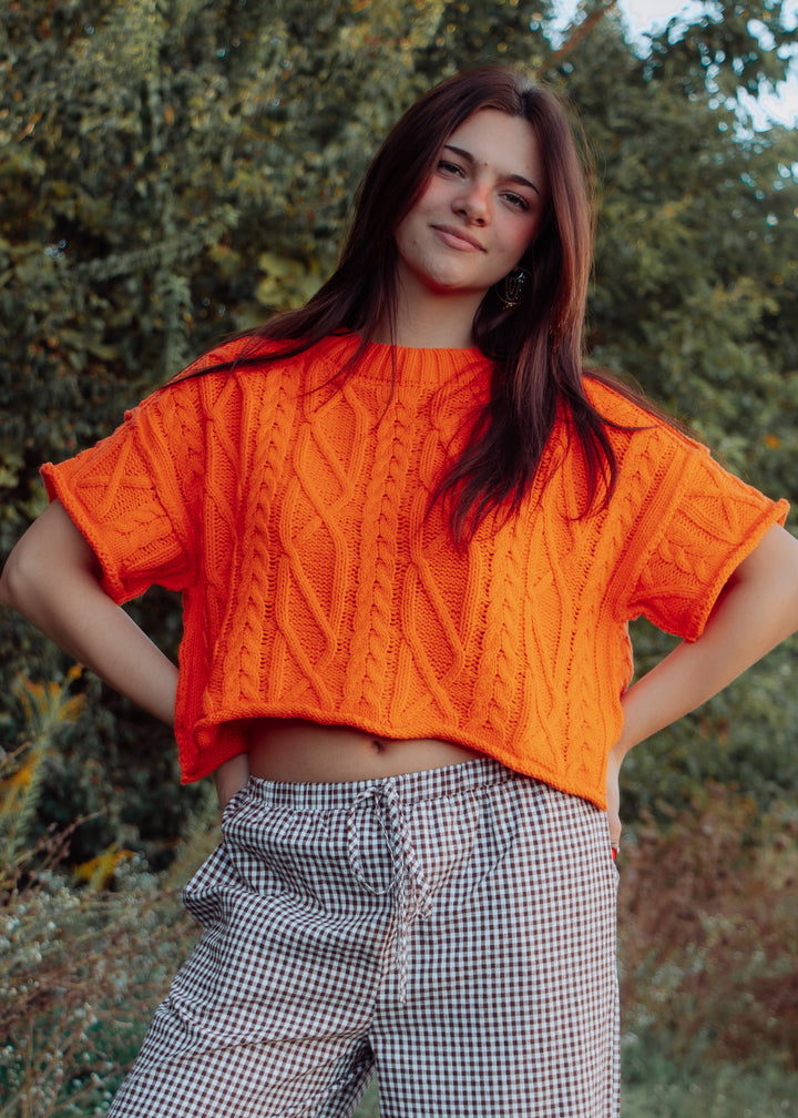 Seattle Orange Cable Knit Tee