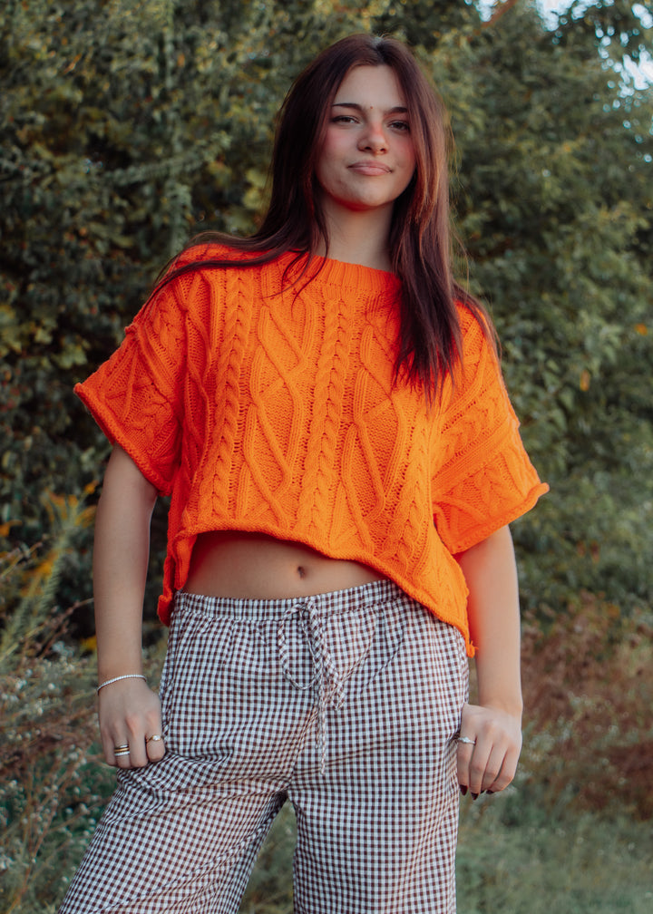 Seattle Orange Cable Knit Tee