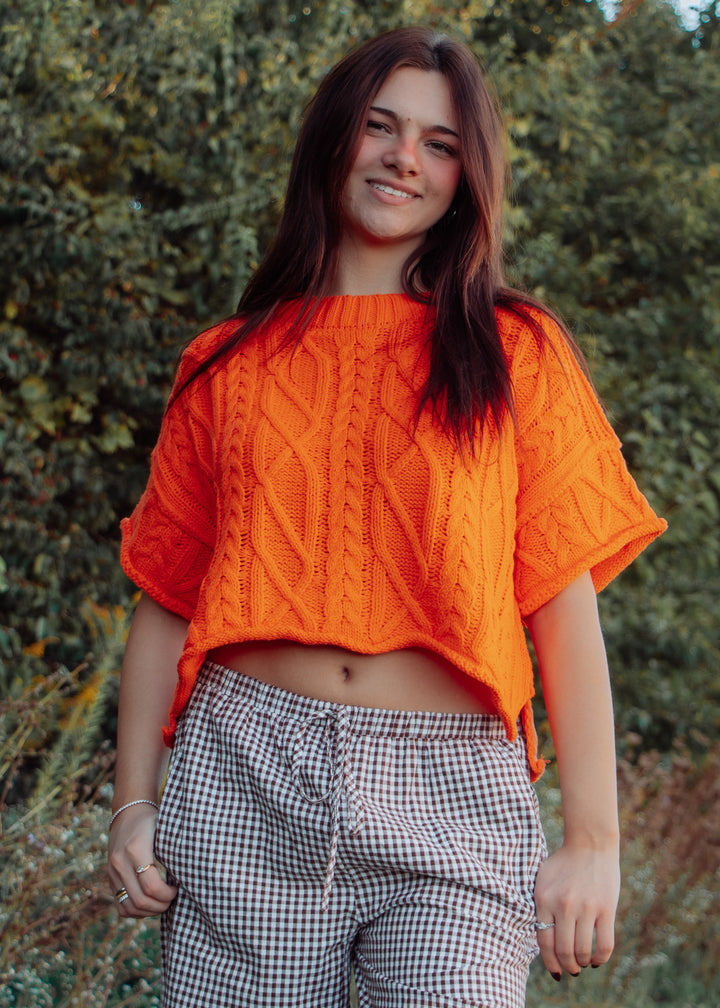 Seattle Orange Cable Knit Tee
