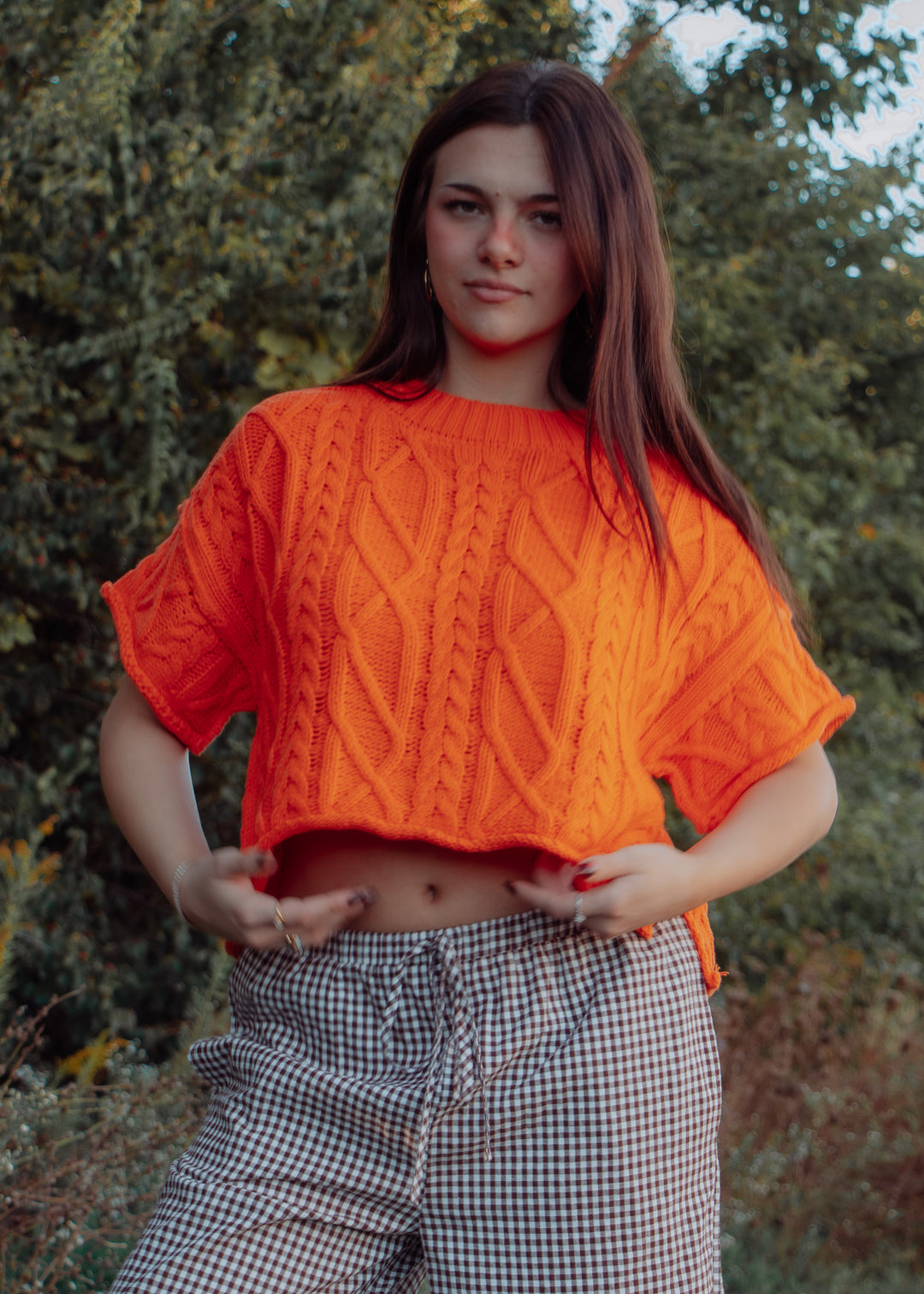 Seattle Orange Cable Knit Tee