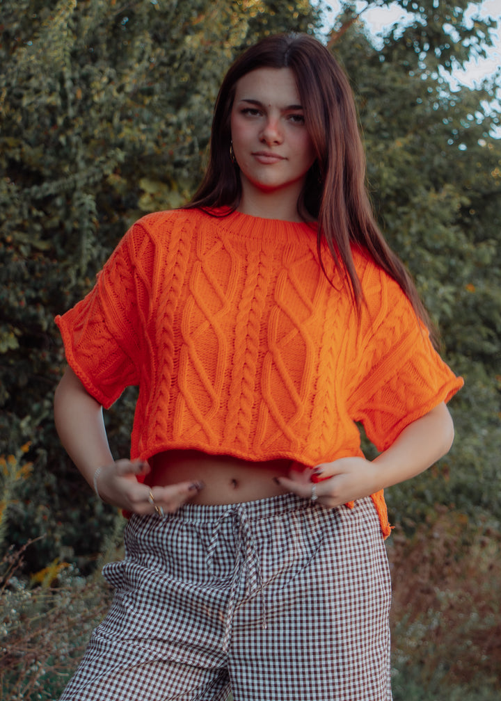 Seattle Orange Cable Knit Tee