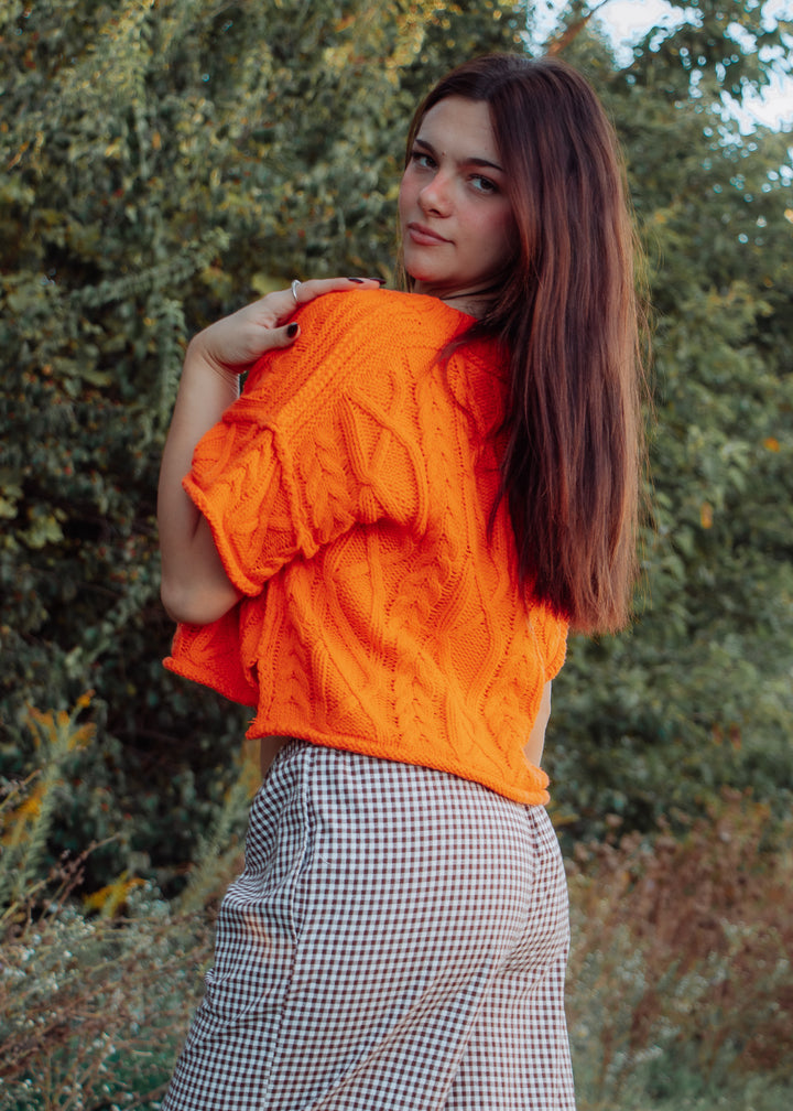 Seattle Orange Cable Knit Tee