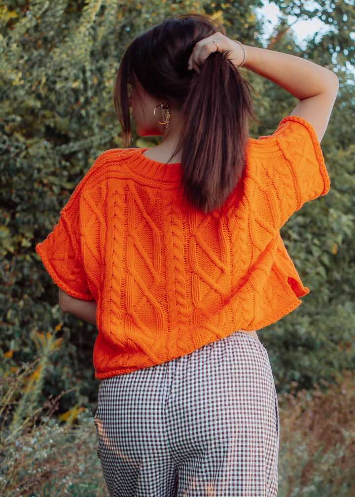 Seattle Orange Cable Knit Tee