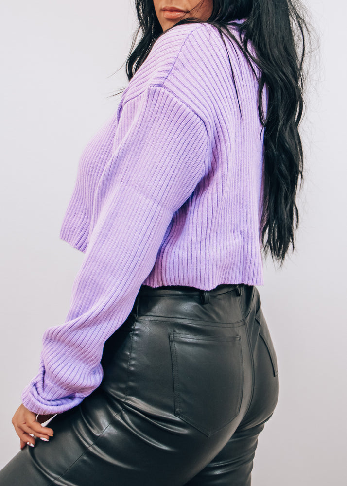 
            
                Load image into Gallery viewer, Sincerely Yours Lavender Cropped Sweater
            
        