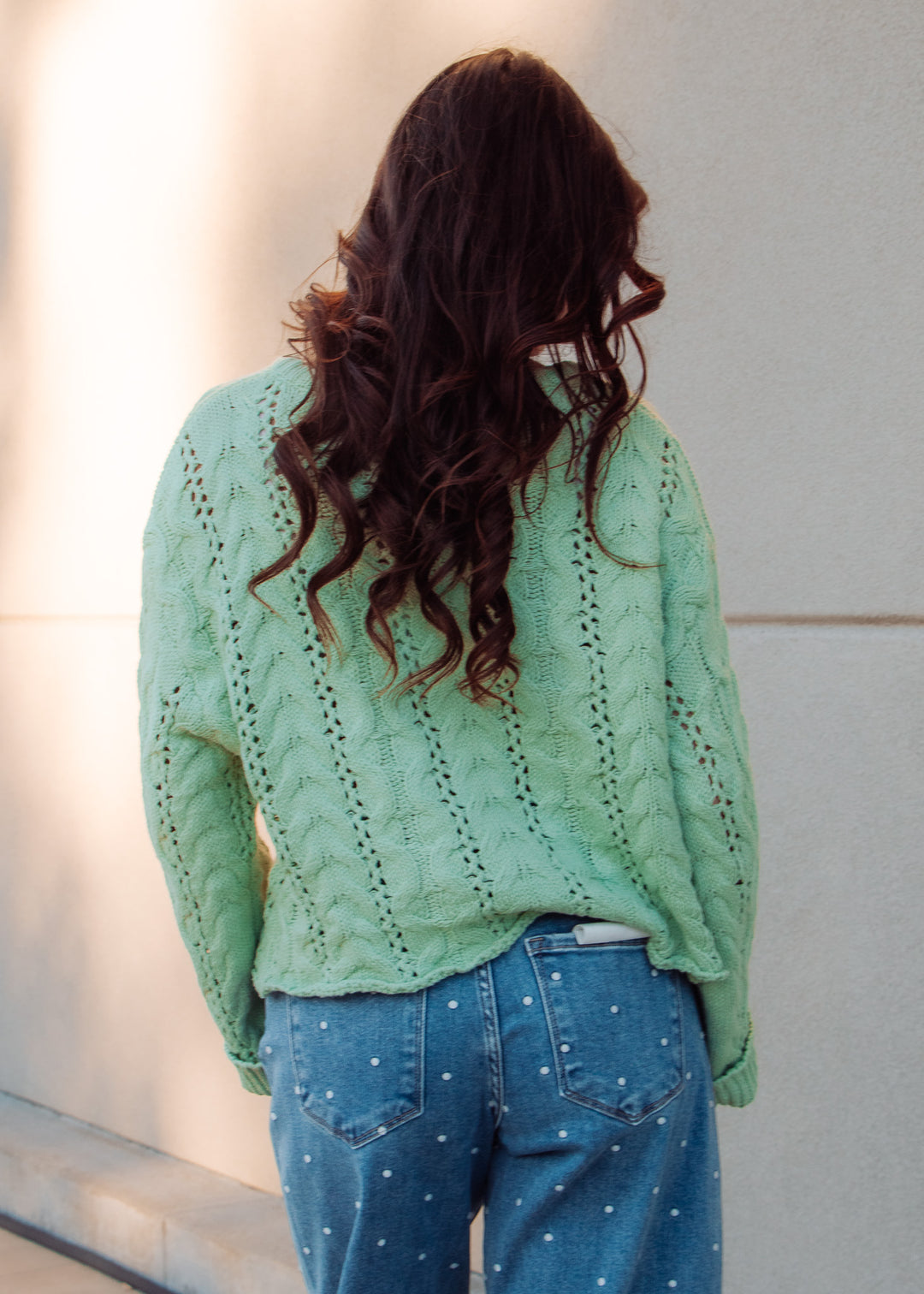 Kerry Lime Cable Knit Sweater