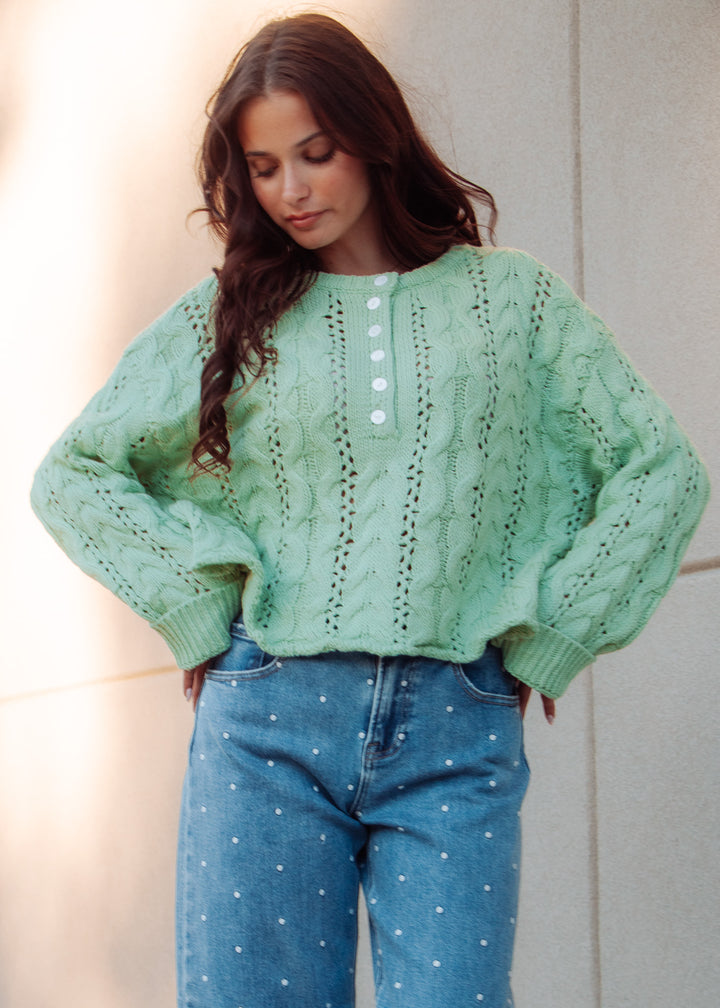 Kerry Lime Cable Knit Sweater