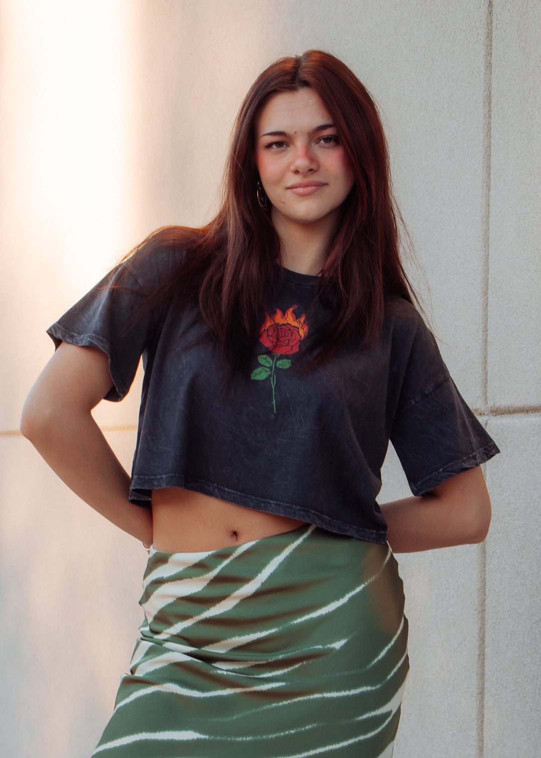 Flaming Rose Cropped Tee
