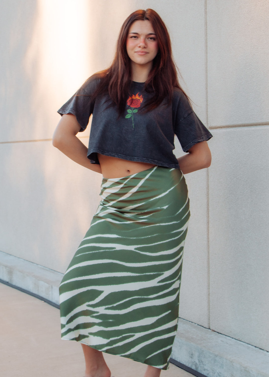 Flaming Rose Cropped Tee