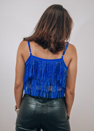 
            
                Load image into Gallery viewer, Here for the Party Blue Fringe Top
            
        