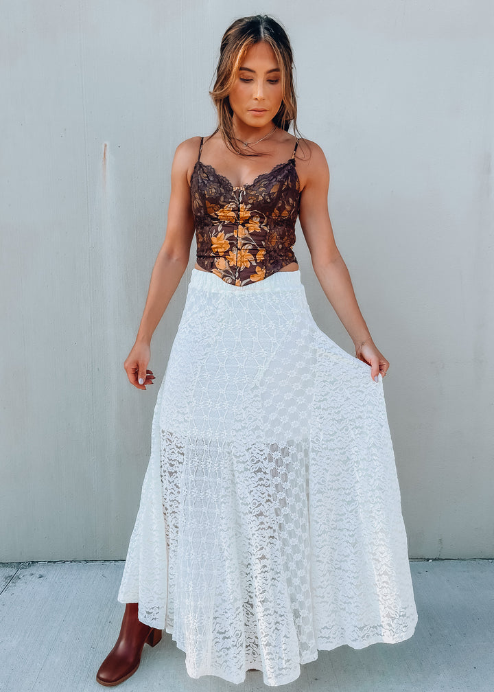 Things Change Brown Floral Corset Top