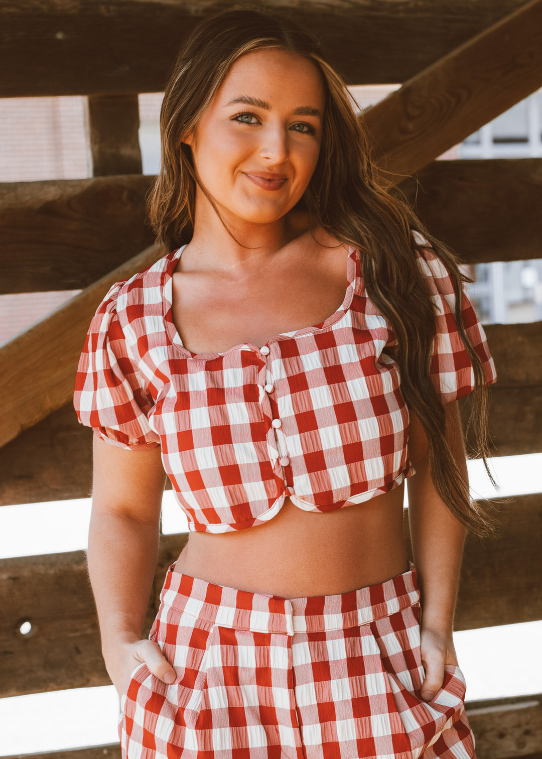 red and white checkered top 