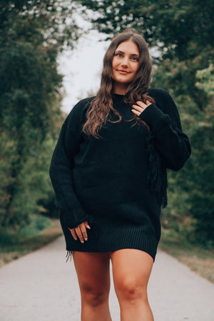 
            
                Load image into Gallery viewer, black sweater dress outfit idea
            
        