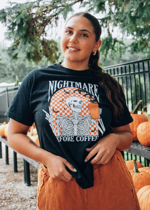 
            
                Load image into Gallery viewer, nightmare before coffee halloween shirt 
            
        