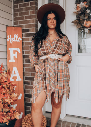 
            
                Load image into Gallery viewer, Harvest Season Plaid Button Down Dress
            
        