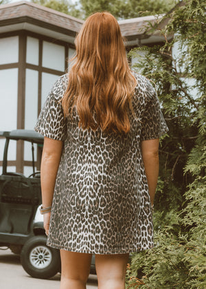 Rinna Leopard Denim Dress
