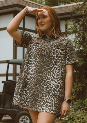 Rinna Leopard Denim Dress