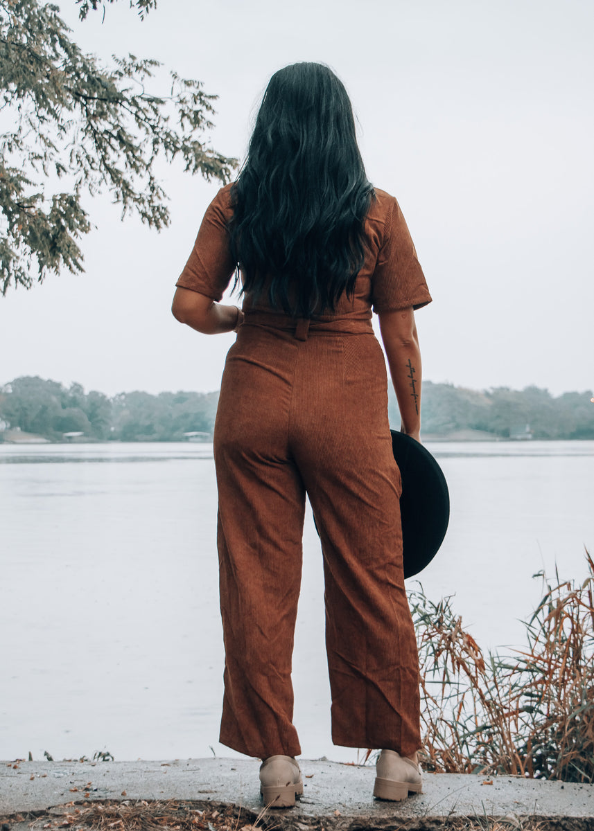 Girl on a Mission Camel Corduroy Jumpsuit – Better With Bubbli