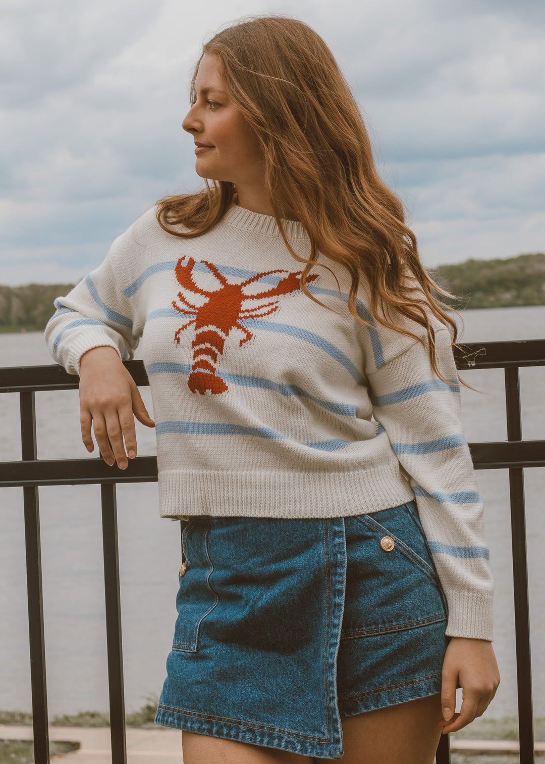 Her Lobster Striped Sweater