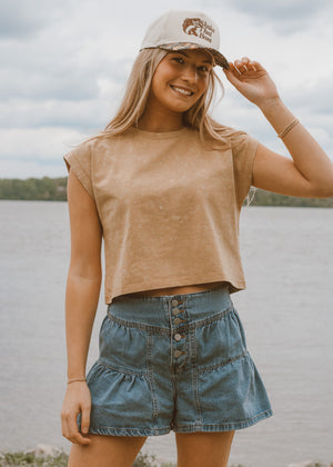 Sand Mineral Wash Muscle Tee