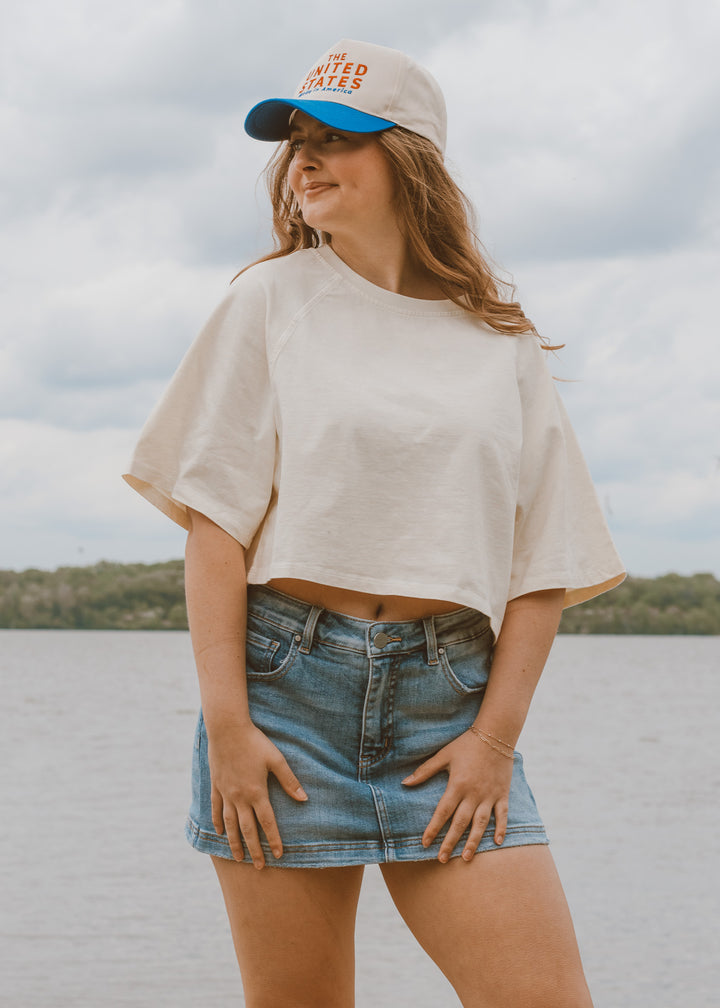 Cream Cropped Tee