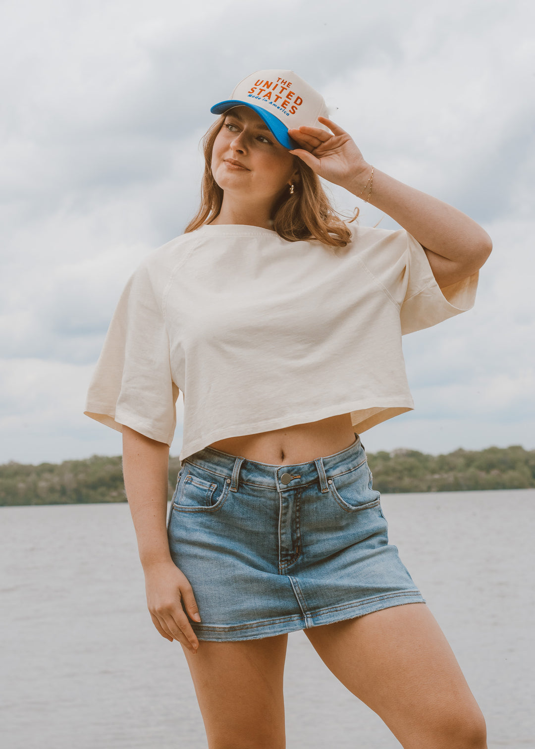Cream Cropped Tee