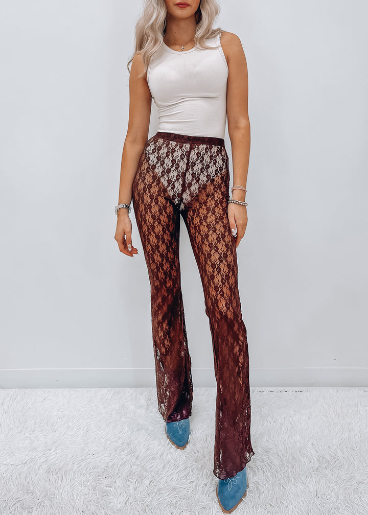 Sunset Stroll Sheer Lace Flare Pant
