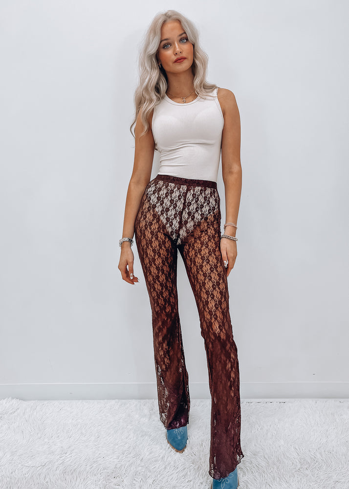 Sunset Stroll Sheer Lace Flare Pant