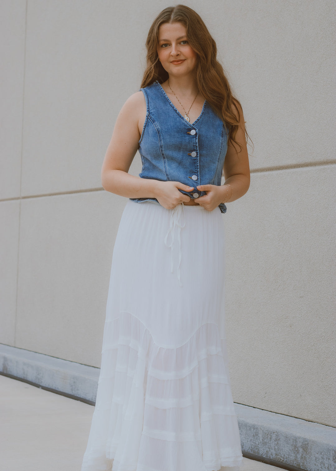 Beach Vacation White Maxi Skirt